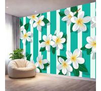 Wallpaper for Living Room Tropical Frangipani Green Leaves Wall Murals for Bedrooms 300 x 210 cm Large Photo Wallpaper for Living Room Bedroom Kitchen Office Kids Green