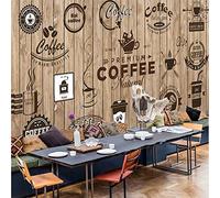 Wallpaper for Walls 3D Retro European Style Wood Grain Coffee Label Cafe Restaurant Background Decor Mural Wal Decoration Mural Custom 3D Wallpaper Paste Living Room The Wall for bedroom-250cm×170cm