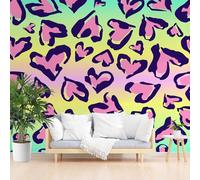Wallpaper for Walls Roll Wall Mural Abstract Geometric Leopard Print Decoration Child Room Girls Bedroom Dorm 3D Effect Wallpaper Removable, Leopard Print Heart Paste The Paper 390x260cm(W x H)