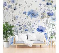 Wallpaper for Walls Roll Wall Mural Abstract Watercolor Floral Decoration Child Room Girls Bedroom Dorm 3D Effect Wallpaper Removable, Natural Floral Blue Paste The Paper 350x256cm(W x H)