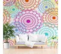 Wallpaper for Walls Roll Wall Mural Bohemian Watercolor Floral Decoration Child Room Girls Bedroom Dorm 3D Effect Wallpaper Removable, Plant Floral Colorful Paste The Paper 390x260cm(W x H)