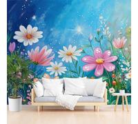 Wallpaper for Walls Roll Wall Mural Galaxy Daisy Floral Decoration Child Room Girls Bedroom Dorm 3D Effect Wallpaper Removable, Plant Floral and Stars Paste The Paper 250x175cm(W x H)