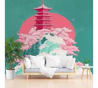 Wallpaper for Walls Roll Wall Mural Loft Architecture Sunset Decoration Child Room Girls Bedroom Dorm 3D Effect Wallpaper Removable, Ocean Wave Floral Landscape Paste The Paper 500x317cm(W x H)