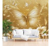 Wallpaper for Walls Roll Wall Mural Luxury Gilded Animal Butterfly Decoration Child Room Bedroom Dorm 3D Effect Wallpaper Removable, Painted Flower Butterfly Gold Paste The Paper 300x210cm(W x H)