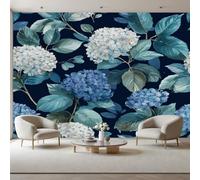 Wallpaper for Walls Roll Wall Mural Nature Plants Hydrangea Leaves Decoration Child Room Girls Bedroom Dorm 3D Effect Wallpaper Removable, Blue Plants Florals Paste The Paper 150x105cm(W x H)