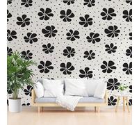 Wallpaper for Walls Roll Wall Mural Painted Lucky Clover Plants Decoration Child Room Girls Bedroom Dorm 3D Effect Wallpaper Removable, Black and White Floral Paste The Paper 365x254cm(W x H)