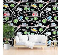 Wallpaper for Walls Roll Wall Mural Painted Road Car Decoration Child Room Girls Bedroom Dorm 3D Effect Wallpaper Removable, Bus and Trees Paste The Paper 500x280cm(W x H)