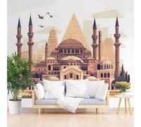 Wallpaper for Walls Roll Wall Mural Vintage Castle Architecture Decoration Child Room Girls Bedroom Dorm 3D Effect Wallpaper Removable, Distressed Vintage Paste The Paper 300x210cm(W x H)