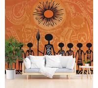 Wallpaper for Walls Roll Wall Mural Vintage Egyptian Pharaoh Decoration Child Room Girls Bedroom Dorm 3D Effect Wallpaper Removable, Vintage Geometric Orange Paste The Paper 350x256cm(W x H)