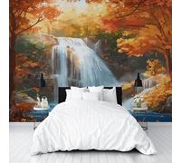 Wallpaper for Walls Roll Wall Mural Vintage Jungle Landscape Painting Decoration Child Room Girls Bedroom Dorm 3D Effect Wallpaper Removable, Autumn Jungle Orange Paste The Paper 350x256cm(W x H)