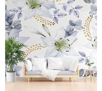 Wallpaper for Walls Roll Wall Mural Watercolor Floral Gray Decoration Child Room Girls Bedroom Dorm 3D Effect Wallpaper Removable, Natural Plant Floral Paste The Paper 365x254cm(W x H)