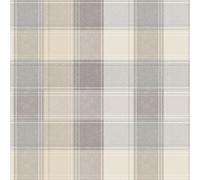 Wallpaper Grey Country Check Paste-The-Paper 53cm Repeat Textured Paper forHome