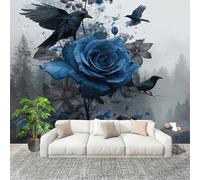 Wallpaper Grey Mural Photo Kids Bedroom Home Poster Decoration Wallpaper Gothic Rose Crow 3D Effect for Living Room Ceilings Kitchen 200x140 cm