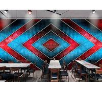 Wallpaper Hand-Painted Fashionable red and Green Diamond Decorative Painting Coffee Shop Restaurant Mural, 3D, 300x210cm