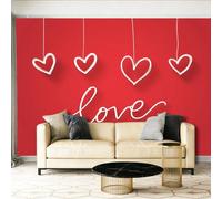 Wallpaper Heart-Shaped Romantic Modern Mural & Home Decor 200 x 140 cm Wall Art Large Tapestry Mural Decor Photograph Bedroom Living Room Decoration Red