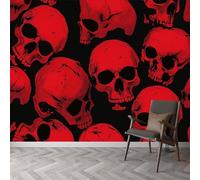 Wallpaper Horror Style Skull Head Photo Murals, Abstract Art Wall Mural Photo Wallpaper, 350 x 256 cm (W x H) Wallpaper Mural Wall Art for Living Room Bedroom Children's Room Corridor