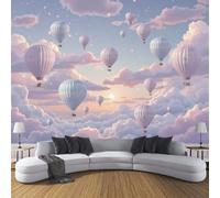 Wallpaper Hot Air Balloon Family Wall Mural Silk Cloth Art Design Children'S Dream Illustrations Photo Wallpaper for Living Room Bedroom Backdrop Wall Decor Poster Picture 150x105cm, Light Pink