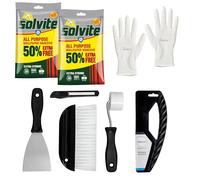 Wallpaper Kit Bundle with 2 x Solvite All Purpose Wallpaper Paste, 5-Piece Tool Set with Paste Brush, Seam Roller, Trimming Knife, Smoother & Disposable Gloves for Adhesive Wall Coverings