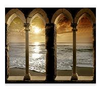 Wallpaper - Landscape 150x105 cm / 59,05" x41,33 - Non-Woven Premium Art Print Fleece Wall Mural Decoration Poster Picture Design Modern - Architecture View Abstraction Sky Beach Sea 10110904-27