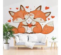 Wallpaper Love Animal Fox Non-Woven Mural 200x140cm(W x H) Modern Photo Cartoon Fox 3D Printed Mural Wallpaper Living Room Home Decoration Wall Murals for Children's Room