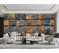 Wallpaper Modern Minimalist Three-dimensional Matte Black Square Relief Collage Rock Carving Pattern Art TV Sofa Background Wall Wallpaper Living Room Restaurant Coffee Shop Mural,3D,150x105cm