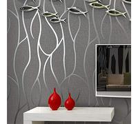Wallpaper Modern Simple 3D Stereoscopic Curve Wallpaper Suede Abstract Lines Bedroom Living Room Background Wallpaper 0.53 * 10M (color : GRAY)
