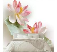 Wallpaper Mural 3D Effect Lotus Photo Wallpaper Flowers Wall Mural for Modern Living Room Bedroom Art Decoration Poster Murals Wall 150 x 105 cm F706