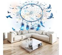 Wallpaper Mural 3D Fairy Tales Feathers Dreamcatchers Birds Wallpaper 400 x 280 cm (WxH) - Children's Bedroom White Wall Non-Woven Premium Art Print Poster, Boy or Girl Gift Decoration Wall Sticker