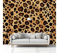 Wallpaper Mural 3D Nature Wildlife Leopard Print Wallpaper 300 x 210 cm (WxH) - Children's Bedroom Brown Wall Non-Woven Premium Art Print Poster, Boy or Girl Gift Decoration Wall Sticker