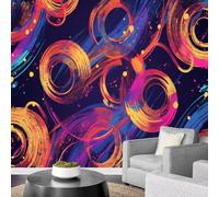 Wallpaper Mural 3D Optical Illusion 150x130cm,Colorful Psychedelic Geometry Photo Wallpaper Silk Cloth Wall Art for Kids Bedroom Living Room