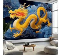 Wallpaper Mural 3D Oriental Divine Beast Giant Dragon Clouds and Mist Wallpaper 150 x 105 cm (WxH) - Children's Bedroom Wall Non-Woven Print Poster, Boy or Girl Gift Decoration Wall Mural, Multicolor
