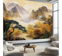 Wallpaper Mural 3D Oriental Pavilion Architecture Autumn Scenery Wallpaper 350 x 256 cm (WxH) - Children's Bedroom Wall Non-Woven Art Print Poster, Boy or Girl Gift Decoration Wall Mural, Multicolor