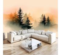 Wallpaper Mural 3D Panoramic Photo Mural Abstract Forest Landscape Pink Backdrop Wall Interior Decor Wallpaper, 250 x 175 cm 3D Effect Poster Decoration for Bedroom Living Room