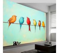 Wallpaper Mural 3D Panoramic Photo Mural Art Animals Birds Light Blue Backdrop Wall Interior Decor Wallpaper, 250 x 175 cm 3D Effect Poster Decoration for Bedroom Living Room