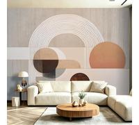 Wallpaper Mural, Abstract Geometric Circles & Linear Art Decoration Wall CoveringWallpaperModern Minimalist Art for Living Room, Bedroom, Office, Meditation Beige250 x 175 cm