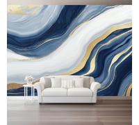 Wallpaper Mural Affordable Luxury Style Blue Texture Flow Pattern Photo Wallpaper Wall Mural Wall Covering for Living Room Bedroom Office Home Interior Decoration 350 X 256 Cm