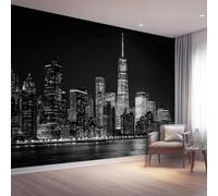 Wallpaper Mural American Black Buildings Waterfront Non-Woven Art Print Wall Mural Decor Poster Picture Design Modern Living Room Kitchen Dining Room Bedroom 400 X 280 Cm