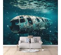 Wallpaper Mural Art Airplane Print Photo Wallpaper, Non-Woven Wall Paper, Undersea Plane Wreckage Decoration Poster Picture Modern Mural 400 x 280 cm for livingroom Bedroom a-c-0117-b-a