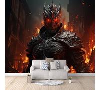 Wallpaper Mural Art Flame Knight Print Photo Wallpaper, Non-Woven Wall Paper, Dark Warrior Decoration Poster Picture Modern Mural 400 x 280 cm for livingroom Bedroom a-c-0817-b-a
