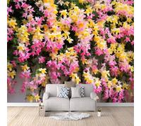 Wallpaper Mural Art Flowers Print Photo Wallpaper, Non-Woven Wall Paper, Pink and Yellow Flowers Decoration Poster Picture Modern Mural 150 x 105 cm for livingroom Bedroom A-W-0887-3S