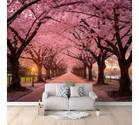 Wallpaper Mural Art Flowers Print Photo Wallpaper, Non-Woven Wall Paper, Pink Trees and Flowers Decoration Poster Picture Modern Mural 150 x 105 cm for livingroom Bedroom A-W-0887-3S