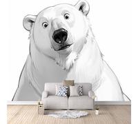 Wallpaper Mural Art Polar Bears Print Photo Wallpaper, Non-Woven Wall paper, Black And White Abstract Animal Bear Decoration Poster Picture Modern Mural 150 x 105 cm for livingroom Bedroom A-W-0887-3S