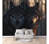 Wallpaper Mural Art Wolf Print Photo Wallpaper, Non-Woven Wall Paper, Wild Coyotes in The Forest Decoration Poster Picture Modern Mural 400 x 280 cm for livingroom Bedroom a-c-0117-b-a