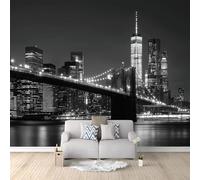 Wallpaper Mural Cityscape Art Poster Backdrop, for Living Room Bedroom Garden Wall Decor New York City Buildings and Bridges Backdrop Aesthetic Mural for Bedroom - 250 x 175 cm