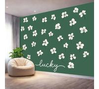 Wallpaper Mural Clover Lucky,Green Print Photo Wallpaper Non-Woven Wall Mural, for Living Room Bedroom Children's Room Poster Decor 250 x 175 cm（WxH