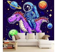 Wallpaper Mural for Living Room Cartoon Astronaut Dinosaur 300x210 cm Poster Wall Mural Non-Woven Photo Wallpaper, Modern Bedroom Kids Room TV Background Decor