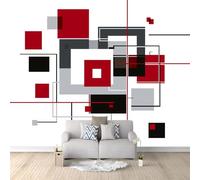 Wallpaper Mural for Living Room Line Geometric Blocks 300x210 cm Poster Wall Mural Non-Woven Photo Wallpaper, Modern Bedroom Kids Room TV Background Decor