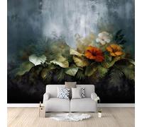 Wallpaper Mural for Living Room Mysterious Jungle Leaves Flowers 350x256 cm Poster Wall Mural Non-Woven Photo Wallpaper, Modern Bedroom Kids Room TV Background Decor