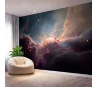 Wallpaper Mural Galaxy Cosmic Cloud Star Pattern Poster Photo Wallpaper - 250 x 175 cm 3D Effect Non-Woven Wall Mural Decoration for Bedroom Living Room Kids Room and Corridor, Dark
