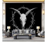 Wallpaper Mural Gothic Style Art Poster Backdrop, for Living Room Bedroom Garden Wall Decor Animal Ram Head Pentagram Thorns Backdrop Aesthetic Mural for Bedroom - 300 x 210 cm